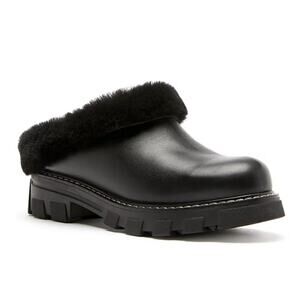 La Canadienne Womens Always Shearling Clogs US 11 M Black Leather Waterproof GUC